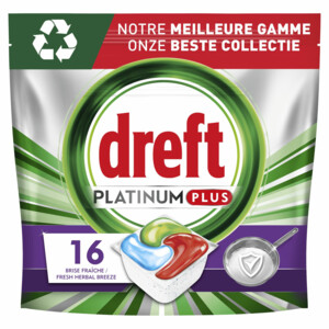 1058198 5x Dreft Vaatwastabletten Platinum Plus Machine Clean 16 stuks