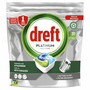 1057911 Dreft Platinum All In One Vaatwascapsules Regular 31 stuks