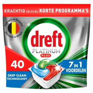 1091115 Dreft Vaatwastabletten Platinum Plus All In One Deep Clean Fresh 40 stuks