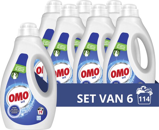 Omo Wit Vloeibaar Wasmiddel - 6 x 19 wasbeurten - Voordeelverpakking